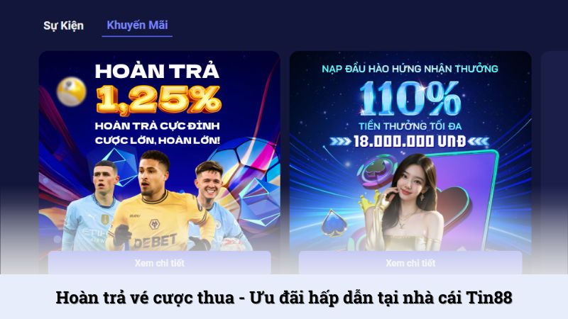 Hoàn vé cược thua - Ưu đãi hấp dẫn tại nhà cái Tin88